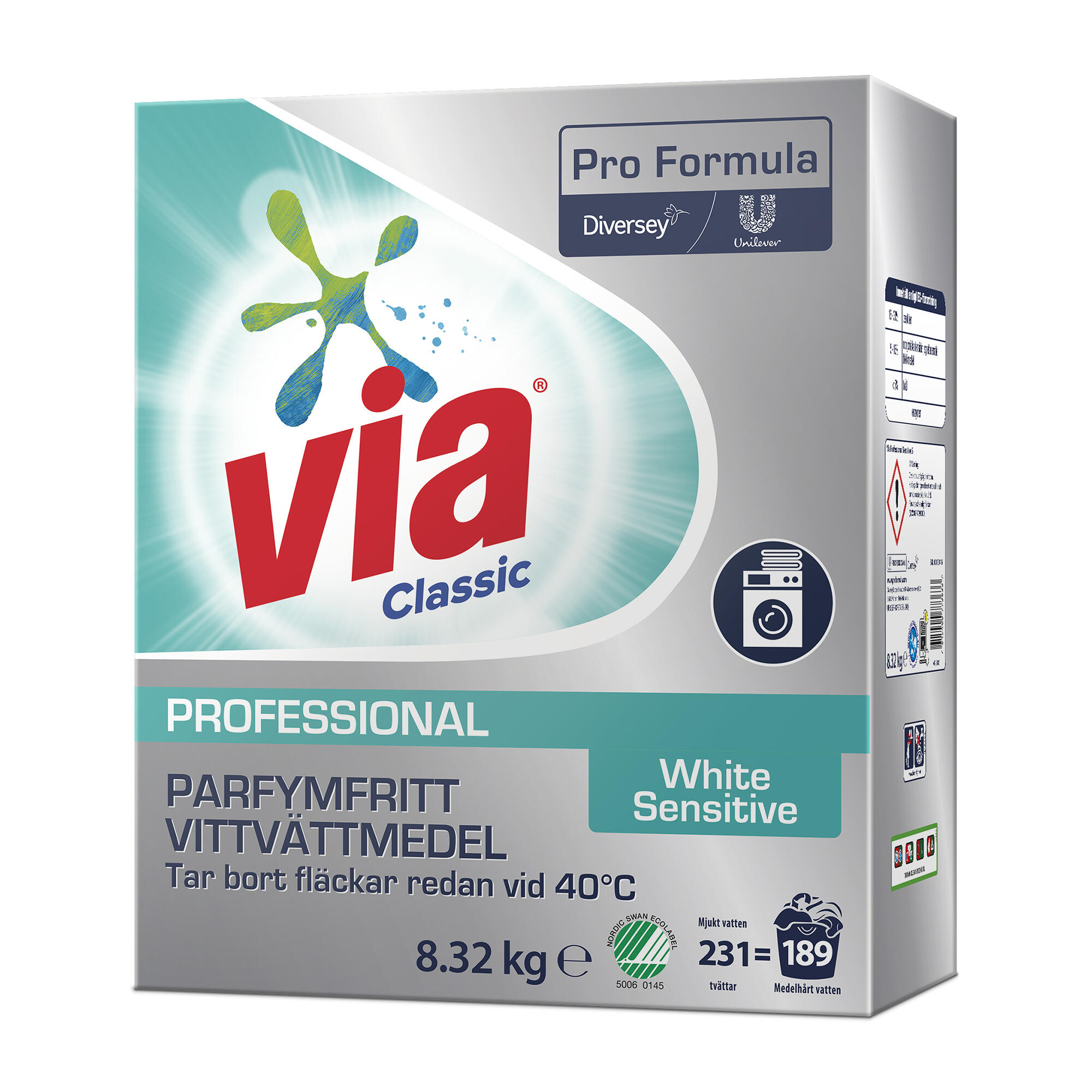 Tvättmedel Via Pro Formula Vit Sensitive S 8.32kg