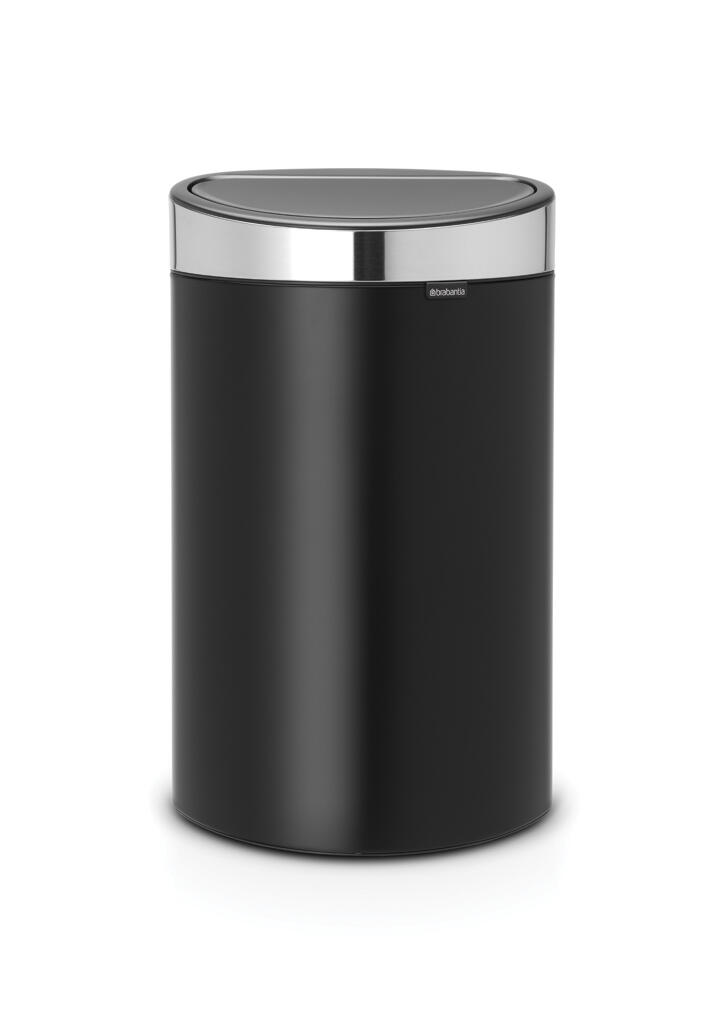 Papperskorg Brabantia Touch Bin New Matt Svart/Mattborstat Stål FPP Lock 40L