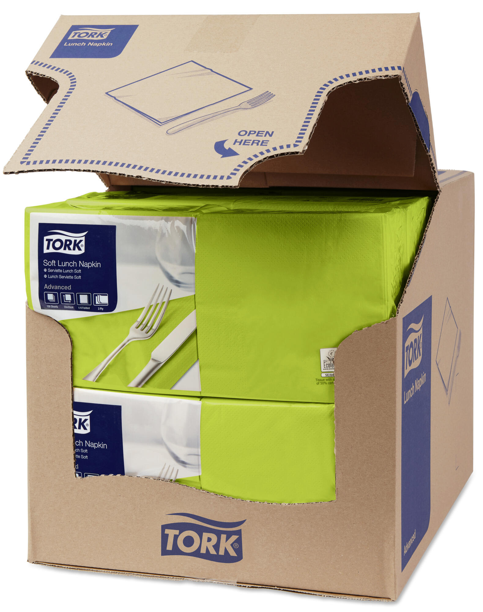 Lunchservett Tork Mjuk Advanced 3-Lagers Lime 33x33cm 150st